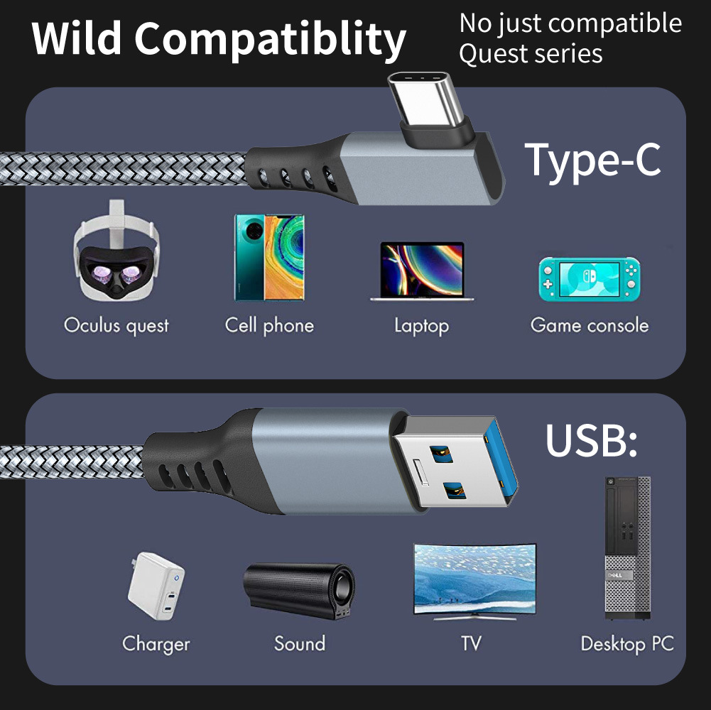 Kabel USB A ke Type-C 3m 5m 6m - Pc Gaming Vr Headset ulasan dan harga