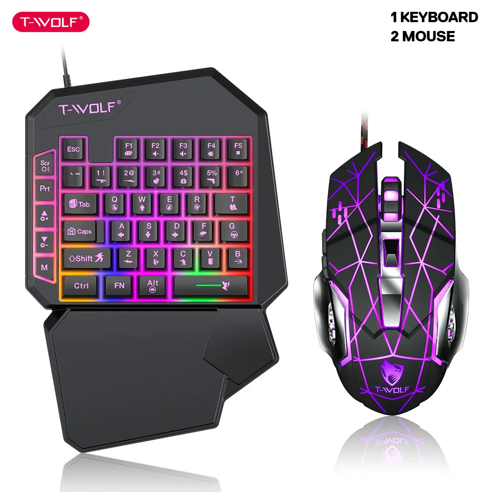 T-WOLF TF900 satu tangan Keybo - Pc Gaming Set ulasan dan harga